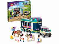 LEGO 41722 Friends Pferdeanhänger, Set mit Spielzeug-Auto, 3 Tier-Figuren inkl. 2
