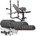 Hop-Sport - Hantelbank mit Latzug, multifunktionale Trainingsbank, verstellbare