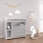 Vicco Wickelkommode Oskar, Wei&szlig;/Grau, 113 x 100 cm, umwandelbar zur Kommode durch