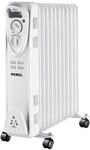 Perel 2500W &Ouml;lradiator mit 11 Rippen, 3 Heizstufen, einstellbarem Thermostat, Griff,