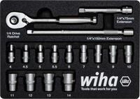 Wiha &ndash; 17‑Teiliges 1/4" Steckschl&uuml;ssel-Set mit Schaumstoffschablone (44683)