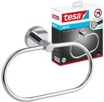 tesa SMOOZ Handtuchring, verchromt - Handtuchhalter-Ring oval - zur Wandbefestigung