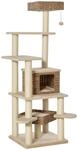 PawHut Rattan Kratzbaum mit Katzenh&ouml;hle Sisal 55 x 55 x 174 cm Beige+Braun