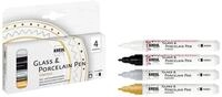 KREUL 16431 - Glass & Porcelain Pen Glamour medium, 4 Farben im Set, formstabile