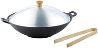Tornwald-Schmiede Wokpfanne: Gusseisen Wok Set, 37cm (Wok Kochtopf, Gusseisenwok,