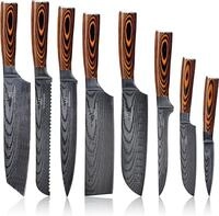 K&uuml;chenkompane &ndash; 8-teiliges Edelstahl K&uuml;chenmesser Set im Damast-Design mit