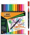 BIC Intensity Filzstifte Set, Dual Tip Brush Pen zum Malen in 12 verschiedenen