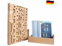 SumBlox Mini (Basic Set) - 80 Holz Bausteine aus massiver Buche - Premium