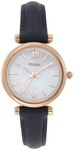 Fossil Carlie Mini Watch f&uuml;r Damen, Quarzwerk mit Edelstahl- oder Lederarmband, Blau