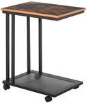 HOMCOM Beistelltisch C-Form 51 x 36 x 65 cm Schwarz + Walnuss gemasert |...