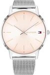 Tommy Hilfiger Damen 40mm Quarzuhr - Blush Sunray Zifferblatt, Edelstahl-Mesh-Armband