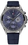 Tommy Hilfiger Multi Zifferblatt Quarz Uhr f&uuml;r Damen mit Blaues Lederarmband -