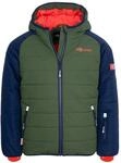 Trollkids Kids Hafjell Snow Jacket Pro, 104/104 Kinder, Navy/Forest Green/orange