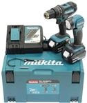Makita DLX2497J Akku-Kombo-Kit 18V (DHP482 + DML815) / 3, 0 Ah, 2 Akkus Ladeger&auml;t im