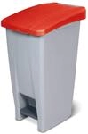 BRB Tretabfalleimer mit Rollen, Inhalt 60 Liter, HxBxT 700x380x490 mm (grau/rot)