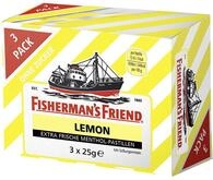 Fisherman's Friend Lemon, 3er Vorratsbox, Zitrone und Menthol Geschmack, zuckerfrei &