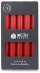 M&uuml;ller Kerzen - Stabkerzen Rot - 10er Set Tafelkerzen - 6 Stunden Brenndauer -...