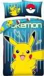 Halantex Bettw&auml;sche-Set Pokemon, Picachu, Gelb, Blau, 2-teilig 140 x 200 cm + 1