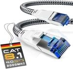 CSL - 10m Netzwerkkabel CAT 8 - LAN Kabel Patchkabel - Baumwollmantel - CAT8.1 High