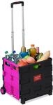 Relaxdays Einkaufstrolley klappbar, Teleskop-Griff, 2 Gummi Rollen, bis 35 kg,