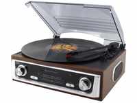 Soundmaster PL196H Retro Vintage Plattenspieler mit Radio und Kopfhörerbuchse 3