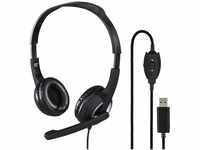 Hama USB Headset, On Ear Kopfhörer mit Mikrofon (Headset mit Lautstärkenregler und
