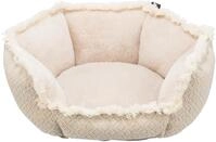 TRIXIE Hundebett Boho 65 &times; 65 cm in beige - weiches Hundekissen mit Pl&uuml;schelementen