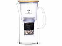 LOTUS VITA Glas-Filterkanne NATURA PLUS mit Bambusdeckel - Wasser Karaffe mit