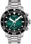 Tissot Men's Chronograph Seastar 1000 Watch Green Background Steel...