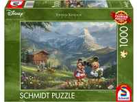 Schmidt Spiele 59938 Thomas Kinkade, Disney, Mickey & Minnie in den Alpen, 1.000