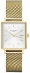 Rosefield Boxy Damenuhr mit goldfarbenem Edelstahl-Mesh-Armband 24mm