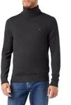 Tommy Hilfiger Herren Pullover Pima Cashmere Roll Neck mit Rollkragen, Grau...