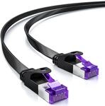 deleyCON 1m Flaches Cat7 Netzwerkkabel RJ45 10 Gbit/s LAN - Schwarz | RJ45...