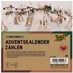 folia 2209 - Adventskalender Zahlen, Holz natur, 24 Zahlen aus Holz zum Aufh&auml;ngen