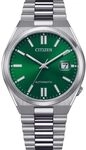 Citizen Automatik Herren Armbanduhr aus Edelstahl in der Farbe Silber-Gr&uuml;n 40mm,