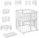 Waldin Babybett aus Holz 7in1 mit Matratze, Mitwachsendes Kinder-Bett,...