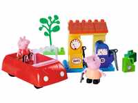 BIG-Bloxx - Peppa Pig Spielzeug-Auto (28 Bausteine) - Peppa Wutz Auto mit Tankstelle