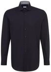 Seidensticker Herren Regular Fit Langarm Popeline Hemd, schwarz, 43