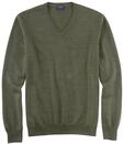 OLYMP Herren Pullover V-Ausschnitt Casual.Strick,Single Jersey,Regular fit,Oliv 47,XL