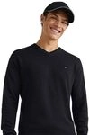 Tommy Hilfiger Herren Pullover V-Neck Regular Fit, Schwarz (Black), M