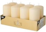 Papstar Stumpenkerzen / S&auml;ulenkerzen creme (8 St&uuml;ck) rund, Durchmesser 5 cm, L&auml;nge