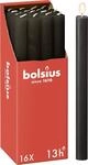 Bolsius - Rustik Stabkerzen- Anthrazit - 16 St&uuml;ck - 27 x 2.3 cm- L&auml;nge Brenndauer