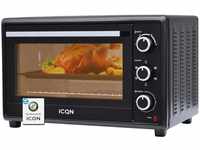 ICQN 50L Minibackofen mit Umluft, 1800 W, Innenbeleuchtung, 5 Kochfunktionen, 60 Min