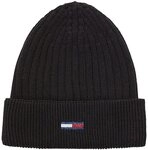 Tommy Jeans Damen M&uuml;tze TJW Flag Beanie, Schwarz (Black), OneSize