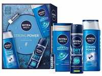 NIVEA MEN Strong Power Geschenkset, Geschenkbox mit starken Pflege-Favoriten für