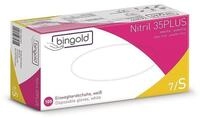 BINGOLD Nitril 35PLUS Einmalhandschuhe, 100 St&uuml;ck, Wei&szlig;, Gr&ouml;&szlig;e S | Puderfreie