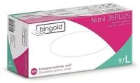 BINGOLD Nitril 35PLUS Einmalhandschuhe, 100 St&uuml;ck, Wei&szlig;, Gr&ouml;&szlig;e L | Puderfreie