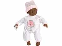 Llorens 1030012 Puppe Cuquita mit braunen Augen, dunkelhäutig, Babypuppe mit weichem