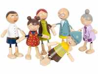 small foot Biegepuppen-Familie aus Holz, 6 Puppen, detailreich, flexibel und