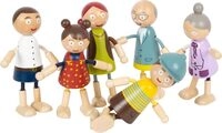 small foot Biegepuppen-Familie aus Holz, 6 Puppen, detailreich, flexibel und